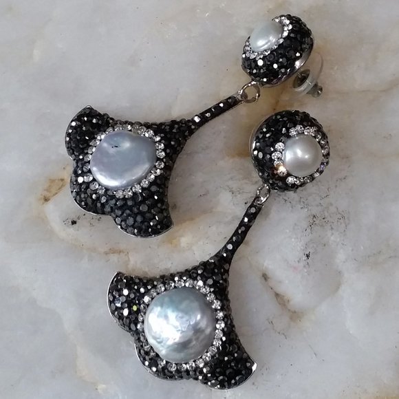 GG Unique Jewelry Jewelry - Earrings Silver Pearl Crystals